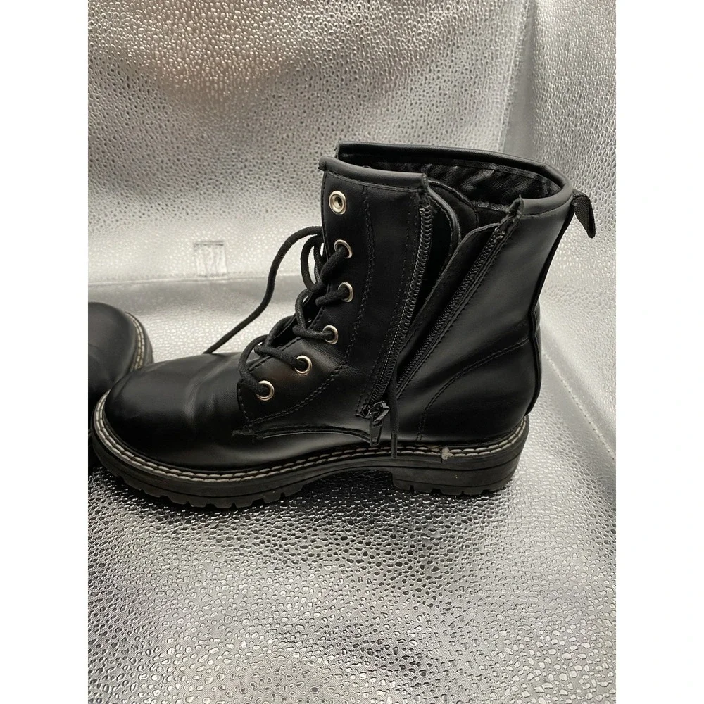 MIA Girls Black Lace-Up Zip Combat Comfort Ankle Boots Size 2‎